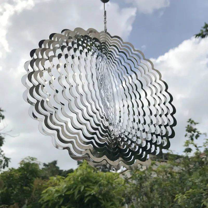 3D Wind Spinner Chime Heart Square Drop Shape Stainless Steel Rotating WindChime For Both Outdoor Garden And Indoor