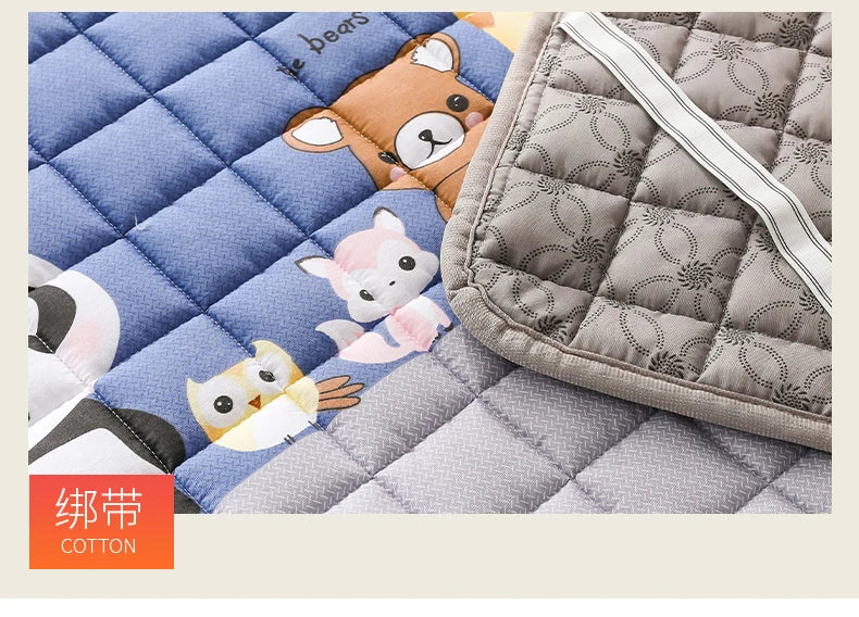 Comfortable Soft Foldable high quality Tatami Mattress single double Thick warm cotton cute cartoon topper Mattress with straps