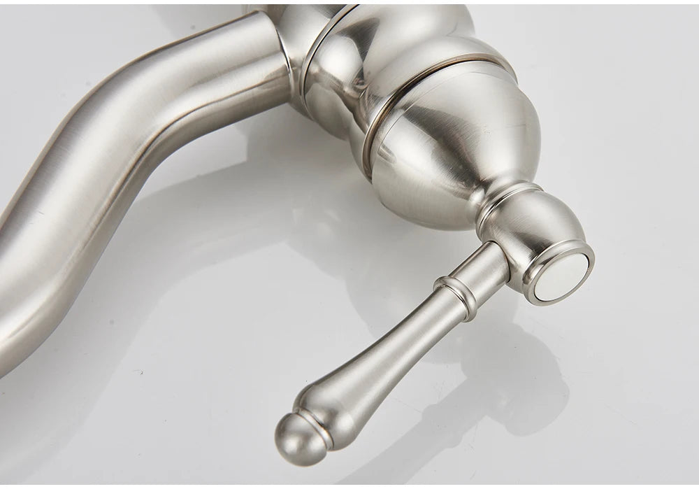 POIQIHY Antique Brass Basin Vessel Sink Faucet Deck Mounted One Hole Cold Hot Water Cold Hot Mixer Tap Bathroom Faucet  1 Hole