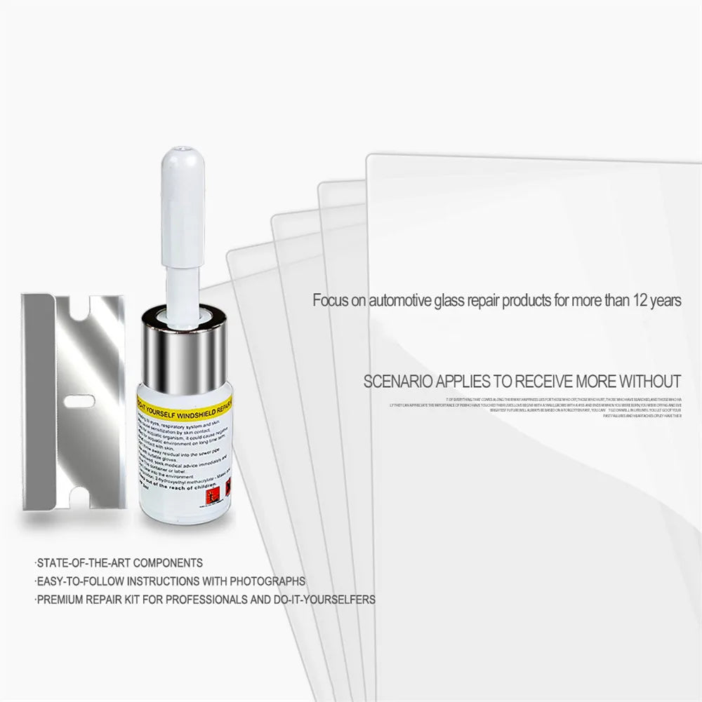 Car Window Repair Fluid Cracked Glass Scratch Repair Kit Windshield Repair Liquid for Car Auto Window Glasss Crack Restore Tool