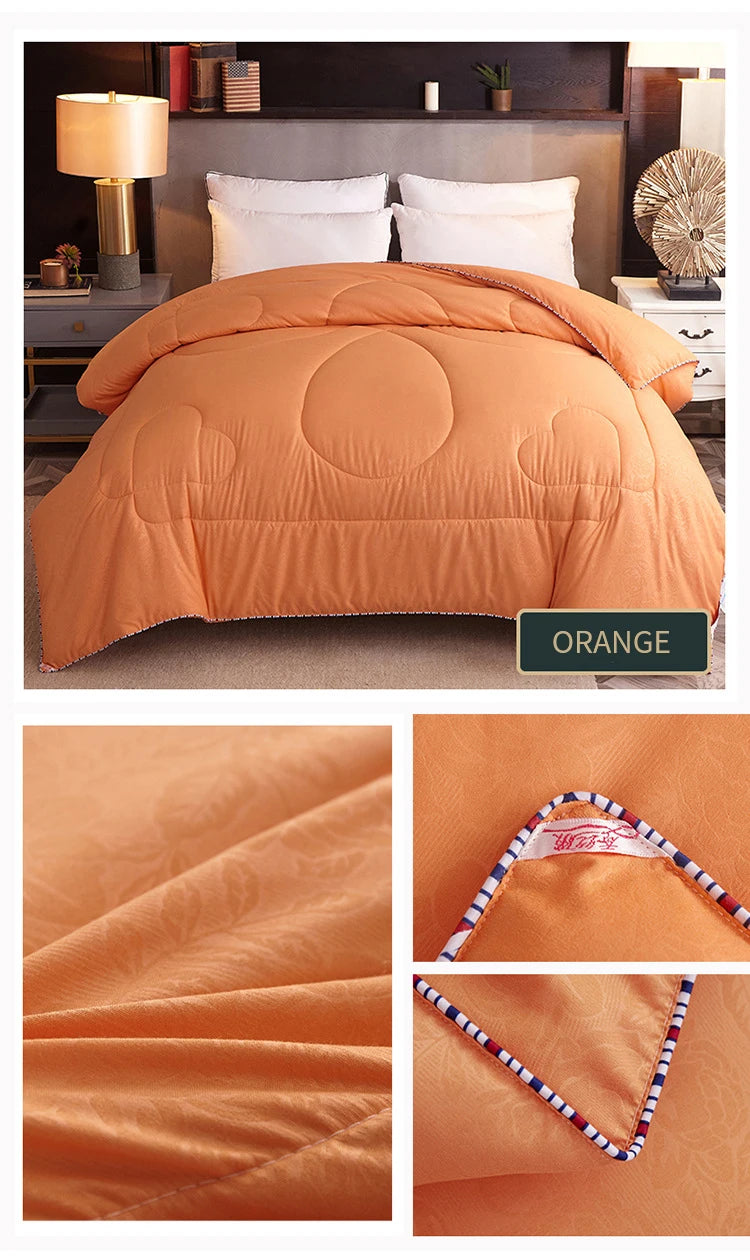 Natural Silk Quilt Mulberry Silk Quilt for Summer Winter Duvet King Queen Twin Size Bedding Handmade Pure Color Students Quilt