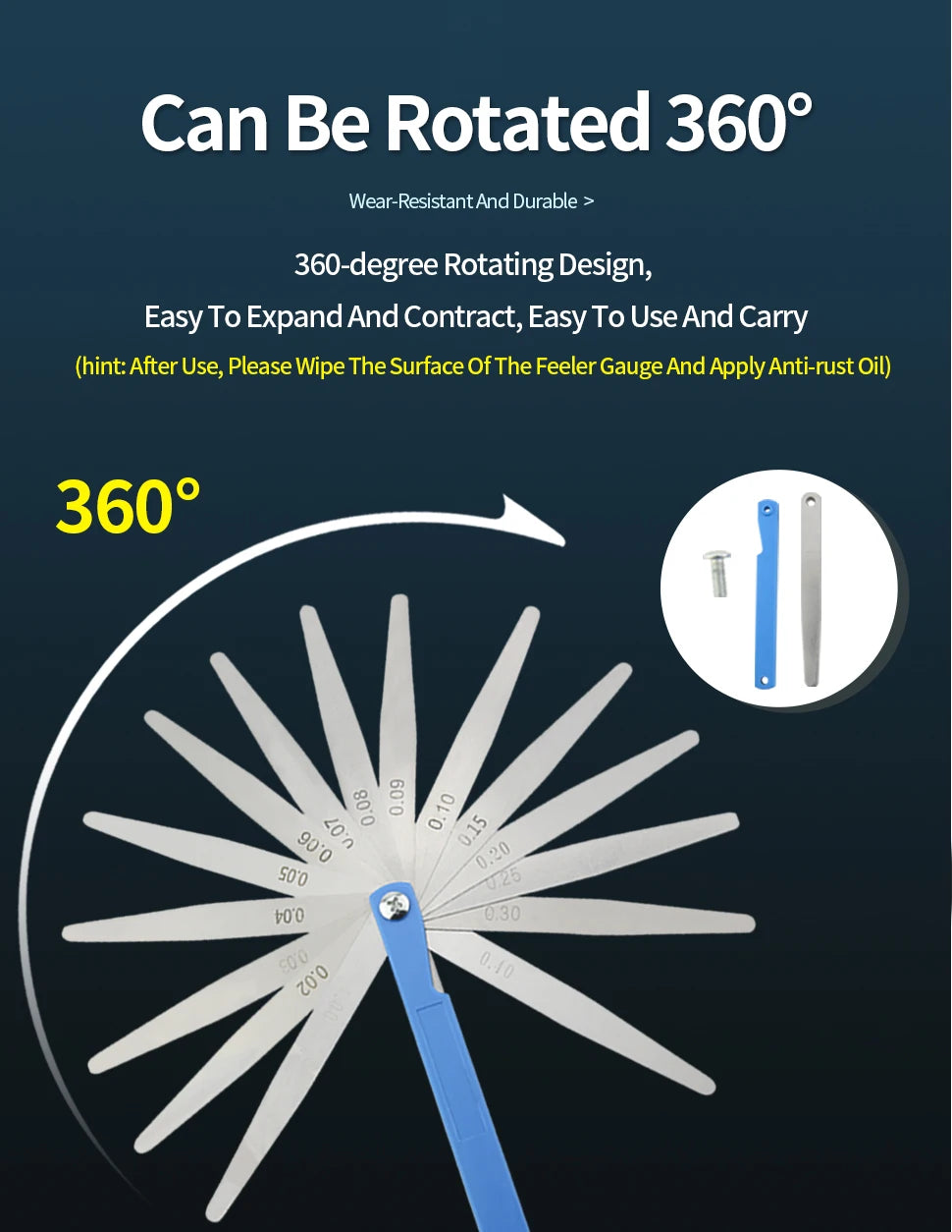 100B17 Feeler Gauge Spark Plug Gauge Filler Gauge Valve Probes Metric Thickness Set Probe Thickness Gauge Spark Plug Gap Tools