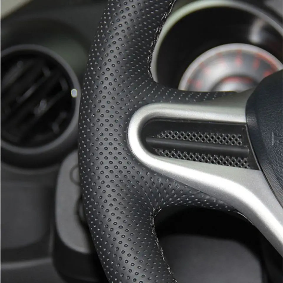 Black Non-slip Microfiber Leather Car Steering Wheel Cover For Honda Fit 2009-2013 City 2009-2013 Jazz 2009-2013 Insight 2010