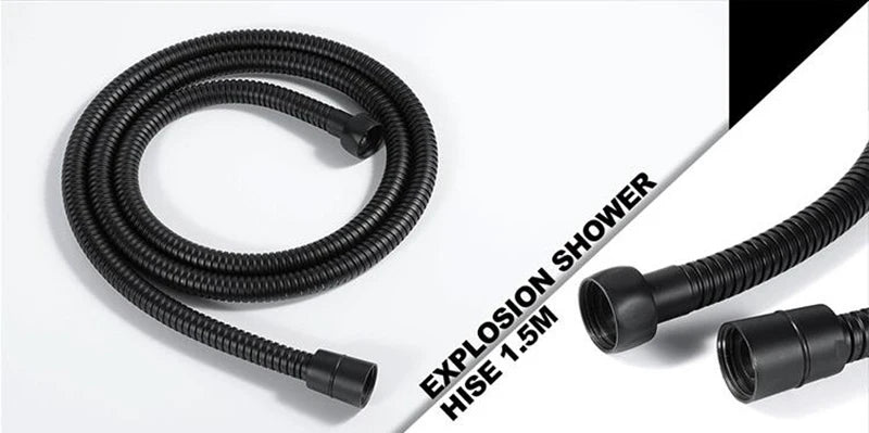 Matte Black Thermostatic Shower Faucet with Rainfall Head And Bathtub Spout Wall-Mounted Concealed Brass Shower  for Bathroom