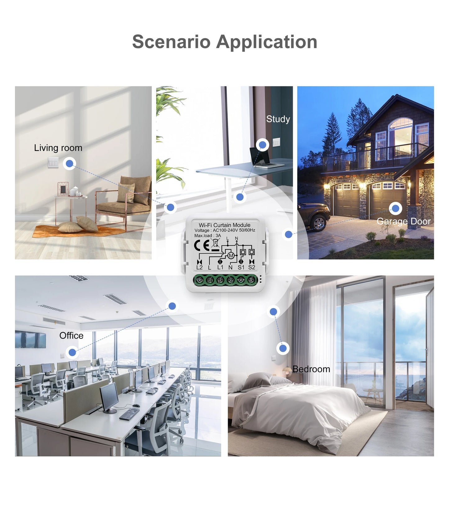 GIRIER Tuya Smart Wifi Curtain Module Blind Switch for Roller Shutter Electric Motor 1/2 Gang Compatible with Alexa Google Home