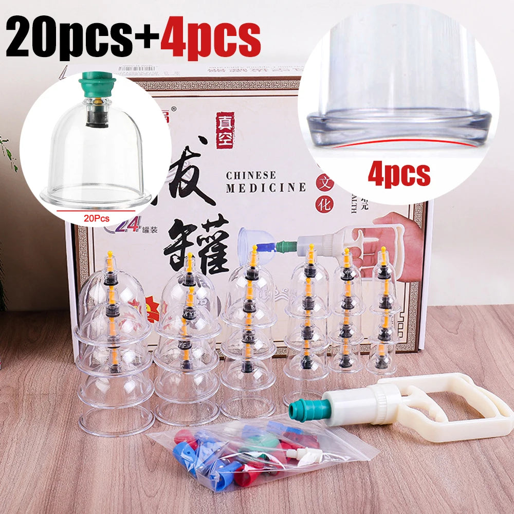 Cupping Massage Cups Therapy Sets Hijama Chinese Acupoint with Vacuum Pump for Body Back Massage Pain Relief Physical Therapy