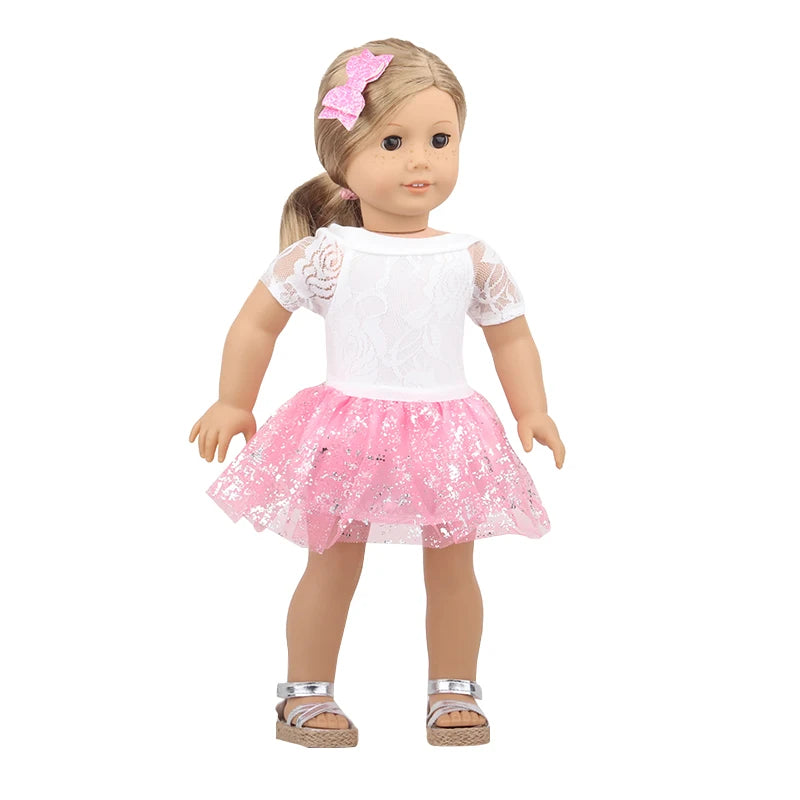 Sequins Dress Doll Clothes For 17 Inch&43cm Baby New Born Doll Brilliant Party Reunion Doll Skirt For American 18 Inch Doll DIY
