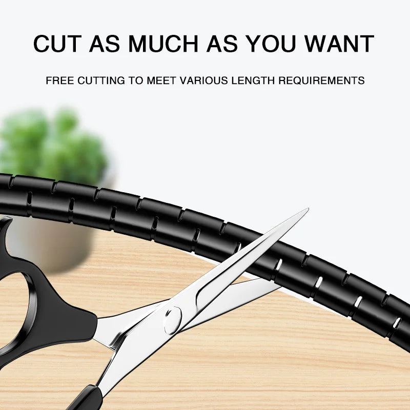 2M 16/10mm Flexible Spiral Cable Wire Protector Cable Organizer Computer Cord Protective Tube Clip Organizer Management Tools