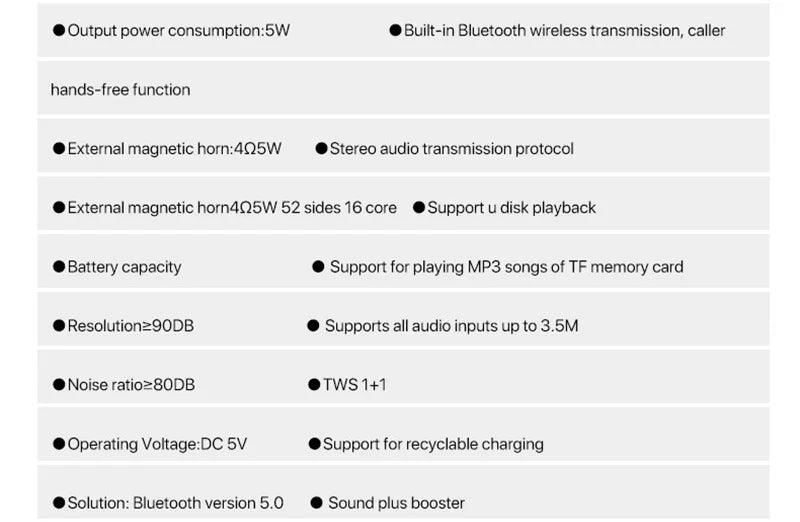 Compact Mini 5W Bluetooth 5.3 Wireless Speaker, 15M Range, 5H Playtime