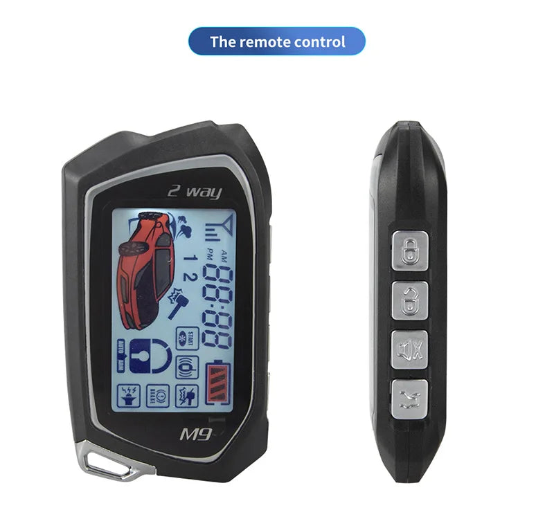 2 Way Car Alarm LCD Display Remote Start Push Button Shock Sensor Microwave Detection Warning Universal System With Siren