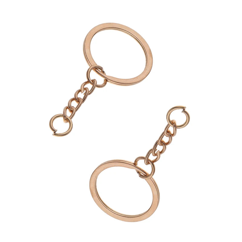 10pcs/lot Flat Key Chain Key Ring Keychain Long Round Split Keyrings Keychain For Jewelry Making  Accessories Wholesale