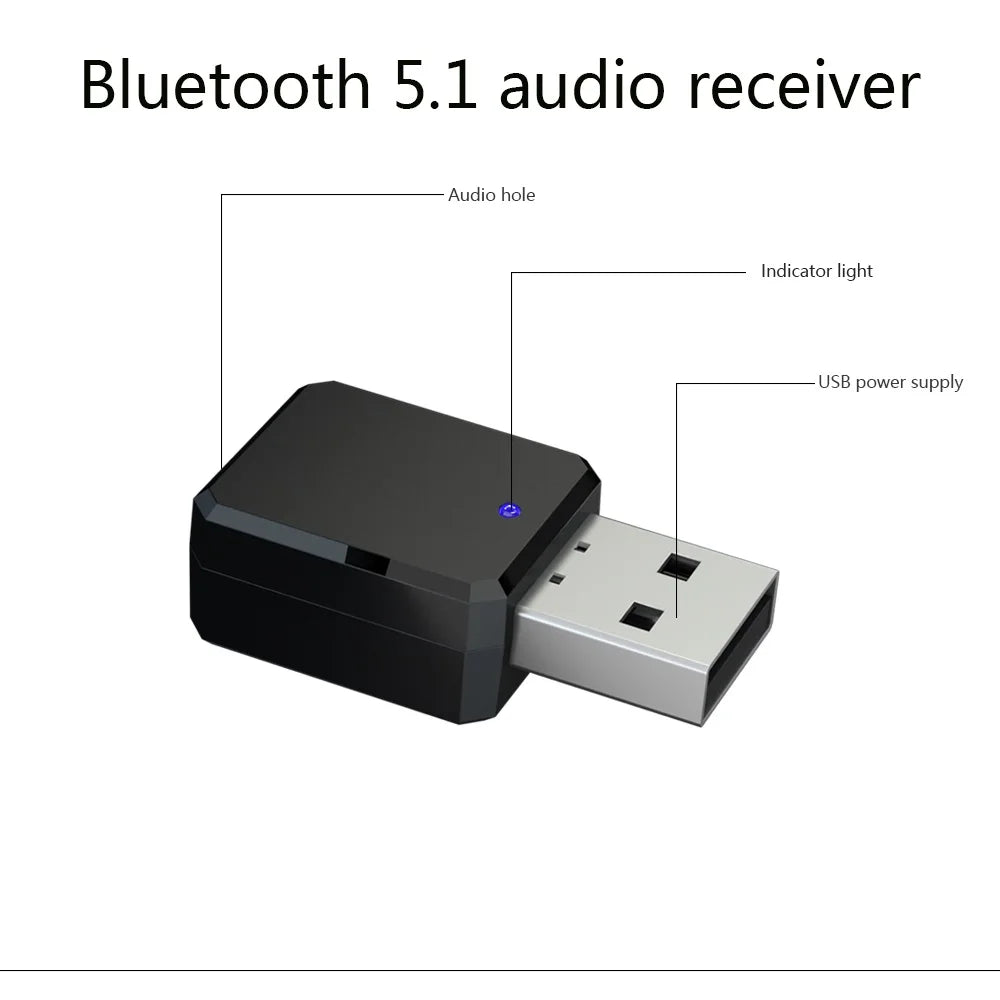 Bluetooth 5.0 Car Kit Wireless Music 3.5Mm Aux Usb Power Audio Receiver Adapter Auto Bluetooth Stereo for Car Radio Mp3 Pc