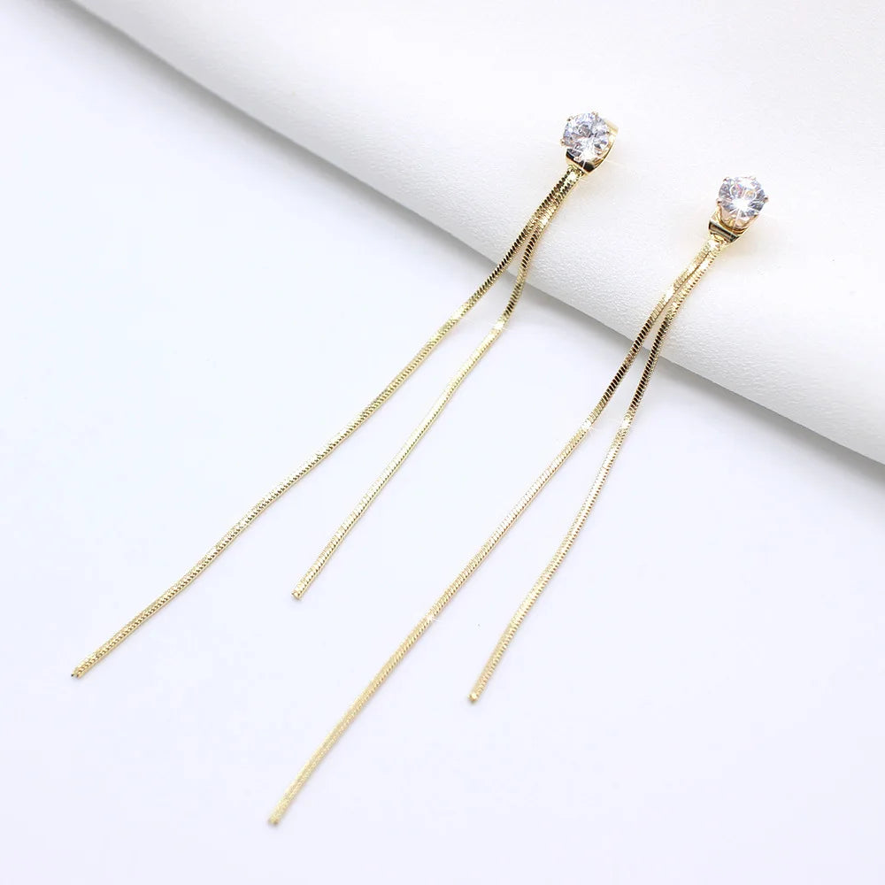 Sparkling Long Crystal Tassel Dangle Earrings for Women - Elegant Wedding & Gift Jewelry