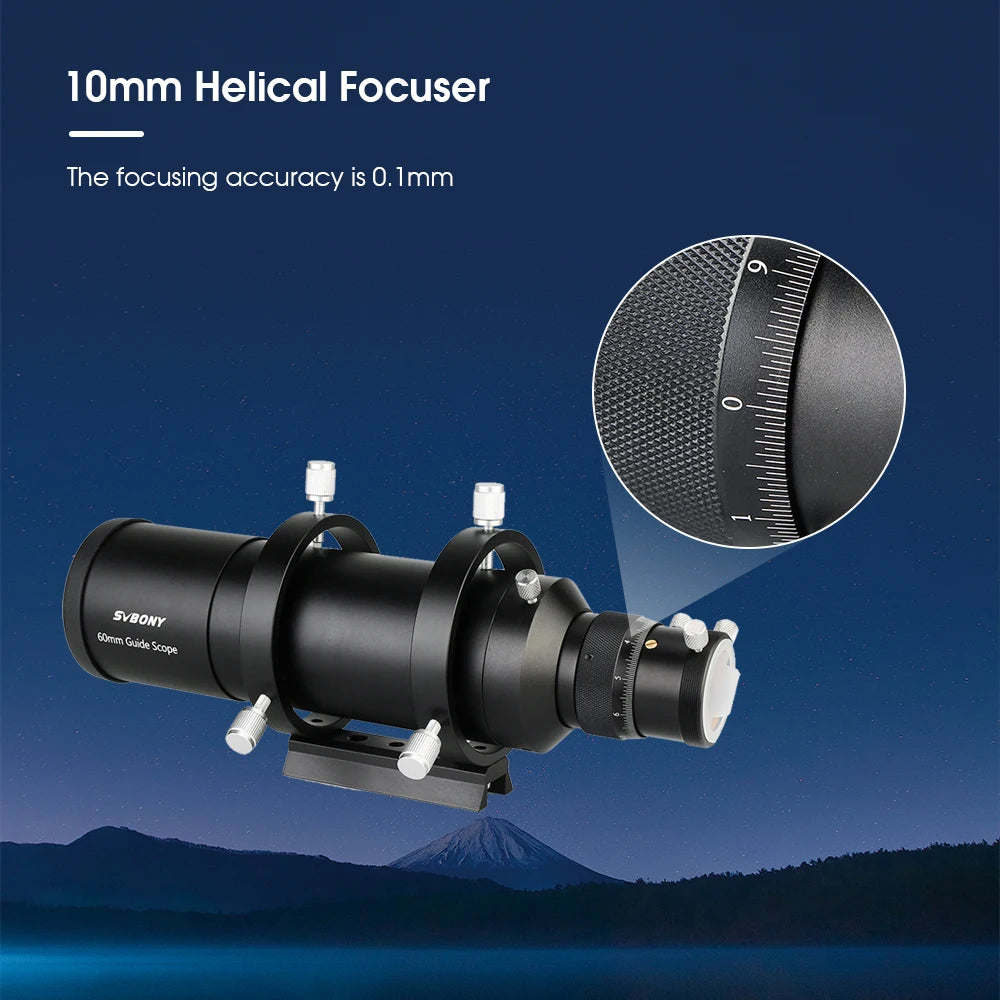 SVBONY Telescope Guide Scope 50mm/190 ,60mm/240mm,Compact Deluxe Guide Scope w/1.25" Double Helical Focuse SV106