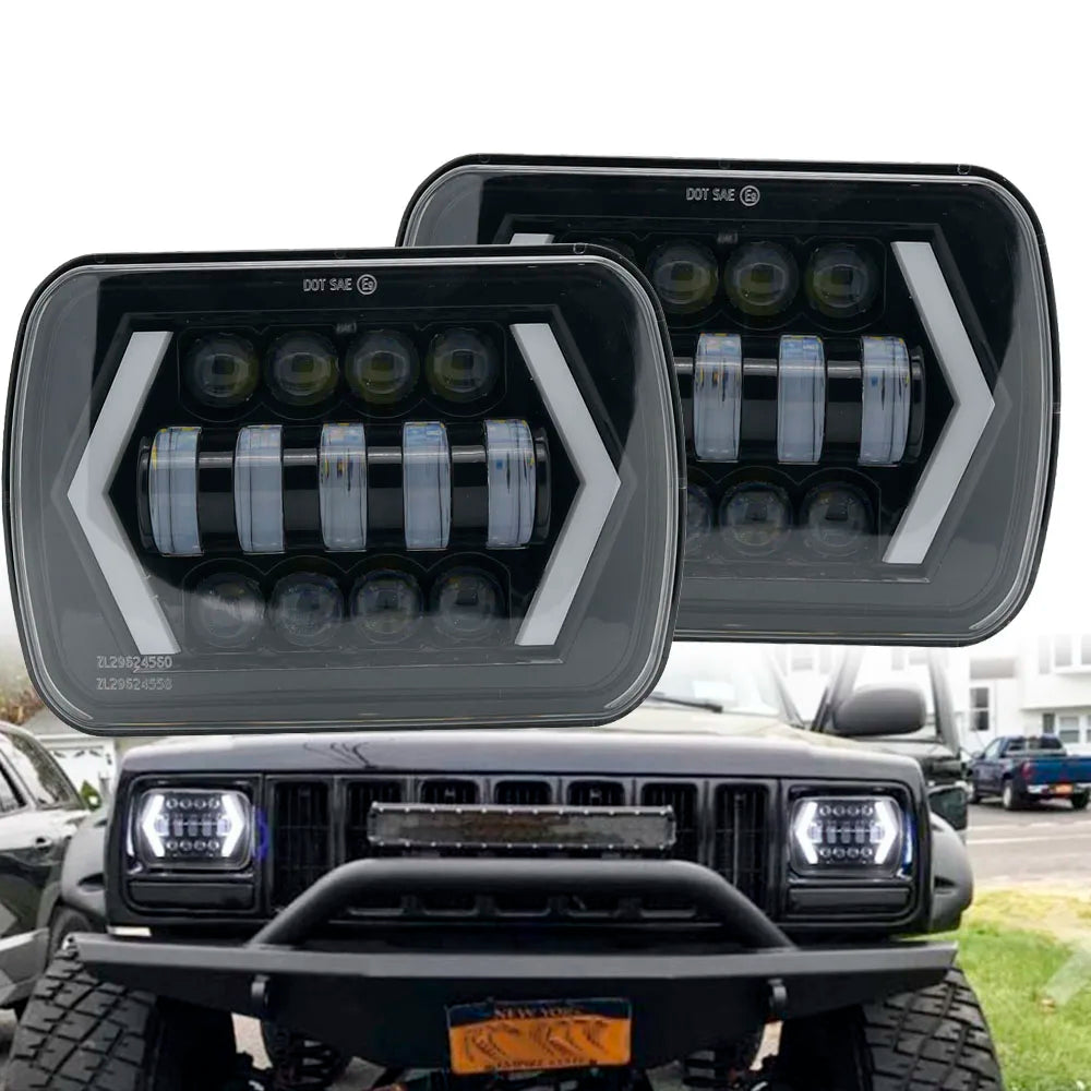 7x6" 5X7" Waterproof LED Projector Headlight Hi-Lo Beam DRL For Jeep Cherokee XJ car accessries