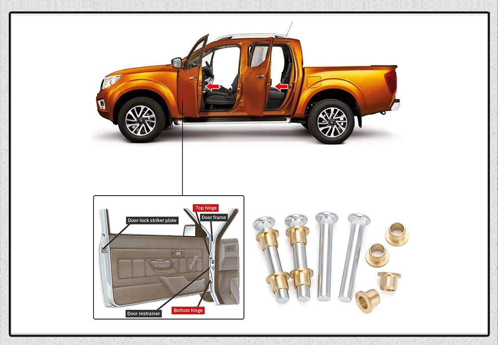 Door Hinge Repair Kit Door Hinge Pin Bushing Kit For Nissan Navara 97-05 D22 Truck Pickup High Strength Corrosion-Resistant