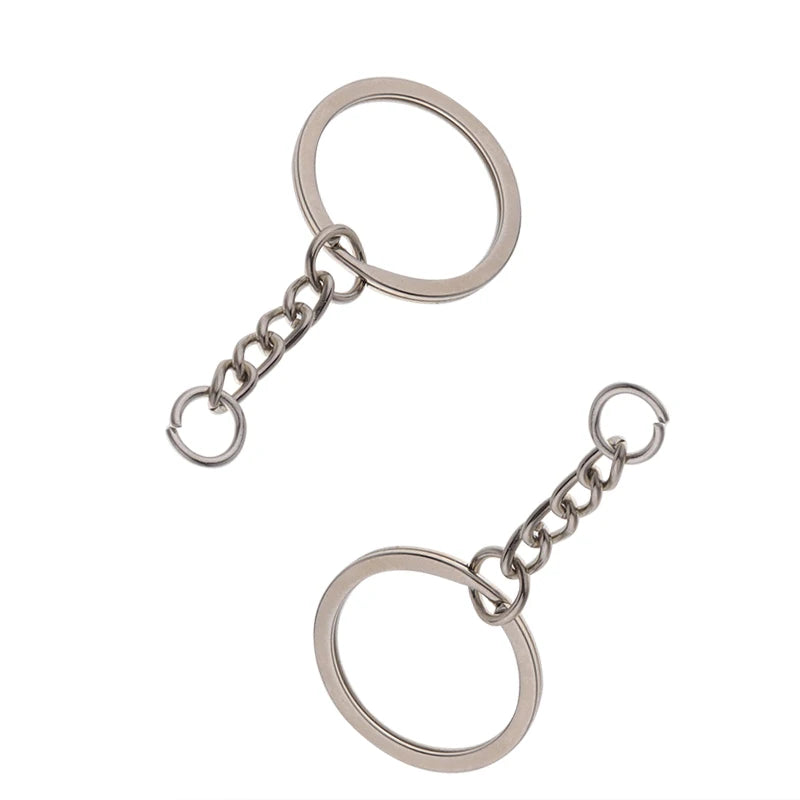 10pcs/lot Flat Key Chain Key Ring Keychain Long Round Split Keyrings Keychain For Jewelry Making  Accessories Wholesale