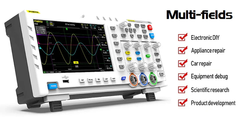 FNIRSI-1014D Dual Channel Desktop Digital Oscilloscope 100MHz* 2 Analog Bandwidth 1GSa/s Sampling Rate 10Mhz  Signal Generator