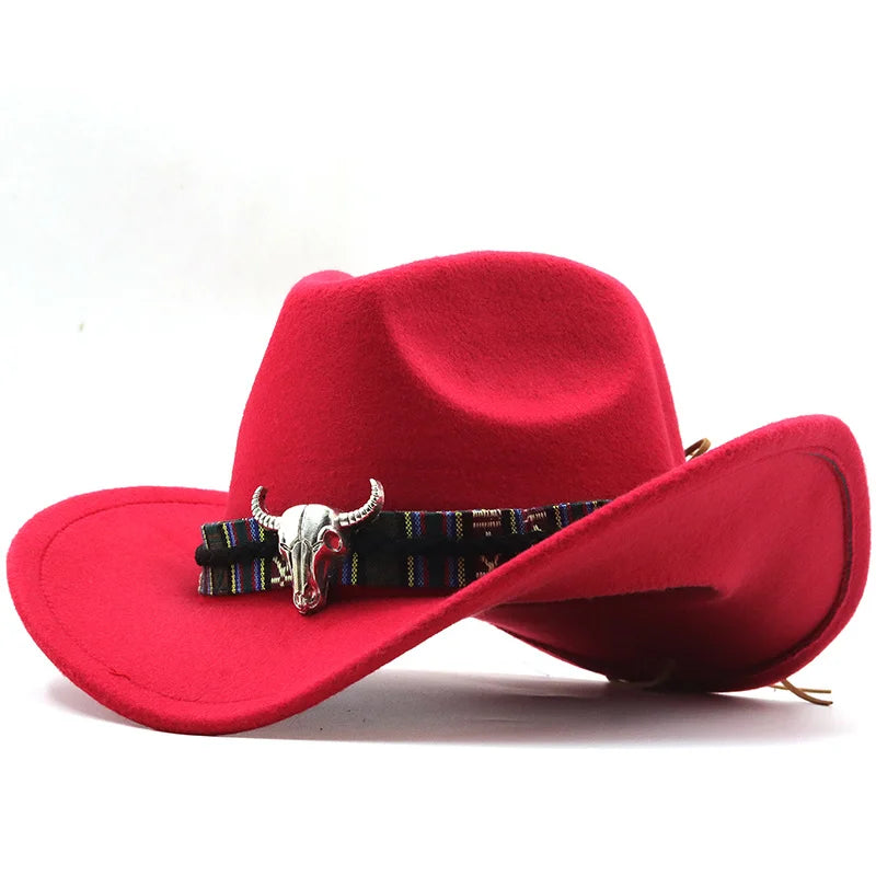 Simple White Women's Men's Western Cowboy Hat For Gentleman Lady Jazz Cowgirl With Leather Cloche Church Sombrero Caps