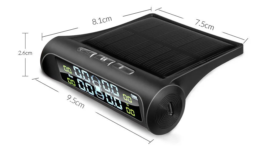 Smart TPMS Car Tire Pressure Alarm Monitor System 4 Sensors Display Solar Intelligent Tyre Pressure Temperature Warning