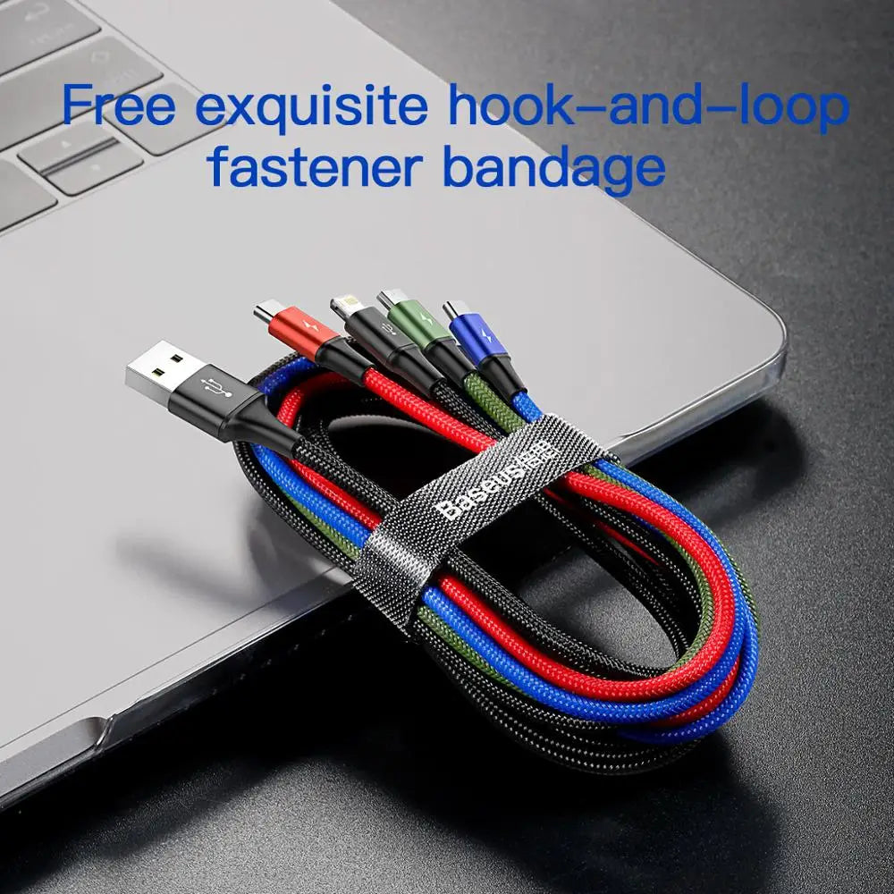 Baseus 4 in 1 USB Cable Type C Cable for Samsung S20 Xiaomi Mi 9 Cable for iPhone 12 X 11 Pro Max Huawei Charger Micro USB Cable