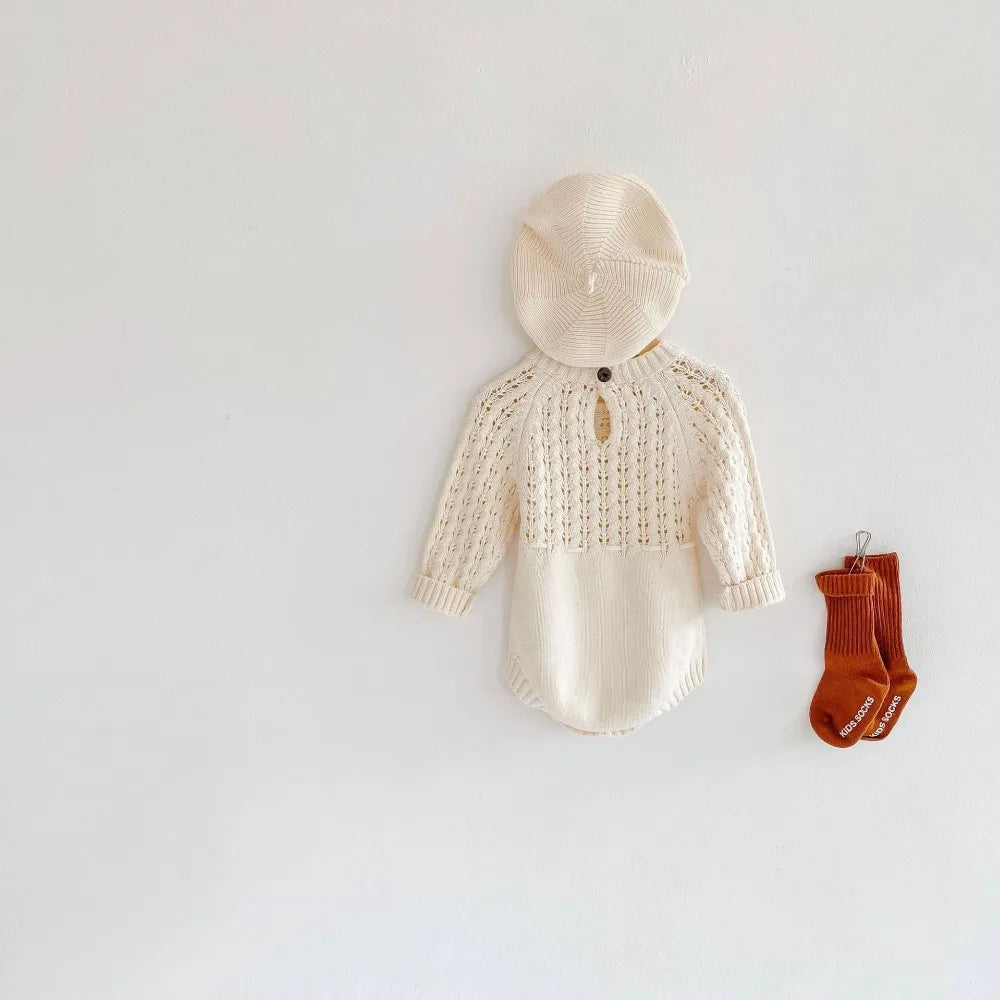 Spring Baby Clothes Girls Romper Autumn Long Sleeve Baby Girl Knit Hollow Out Rompers Baby Jumpsuit Baby Clothes
