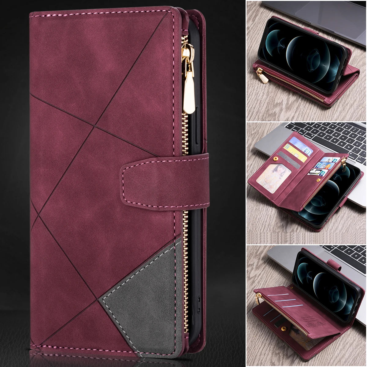 Flip Leather Case For XiaoMi 14T 13T 12T 11T 11 Lite Redmi Note 15 14 13 11S 12 Pro Plus Zipper Card Slot Wallet Bag Cover
