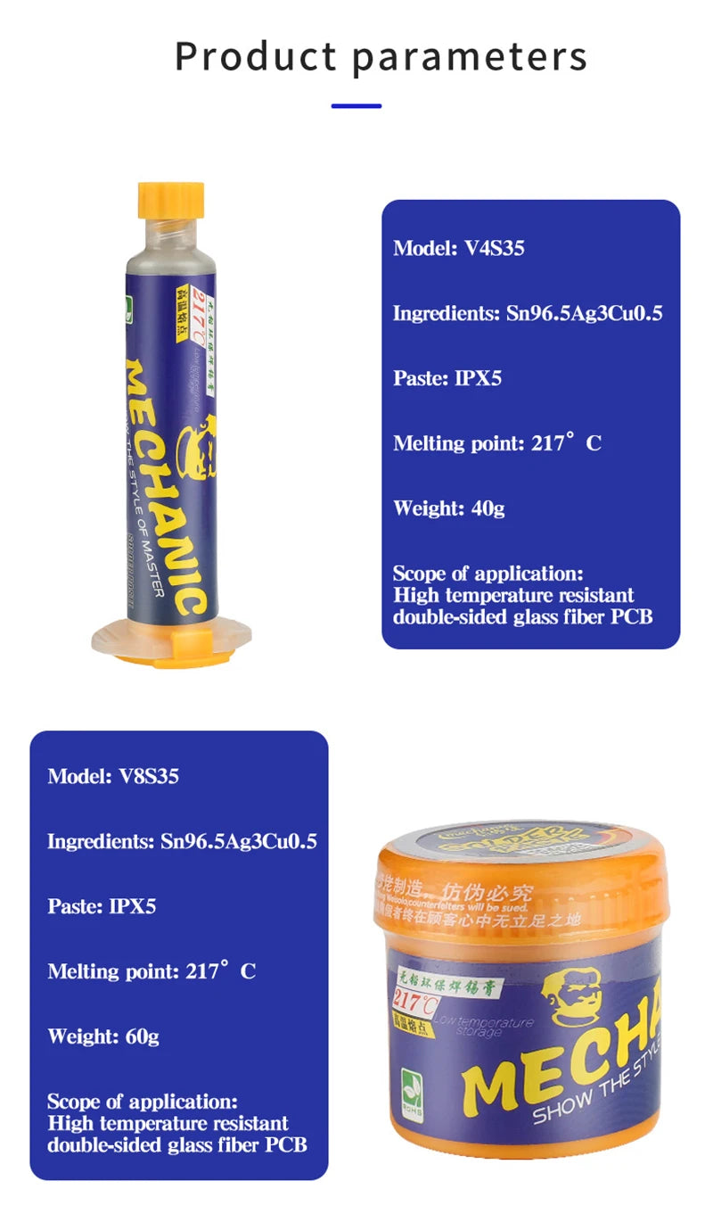 MECHANIC Lead-Free Solder Paste Low/High Temperature Soldering Flux Welding Tin Paste for Mobile Phone PCB BGA SMD Repair Tools