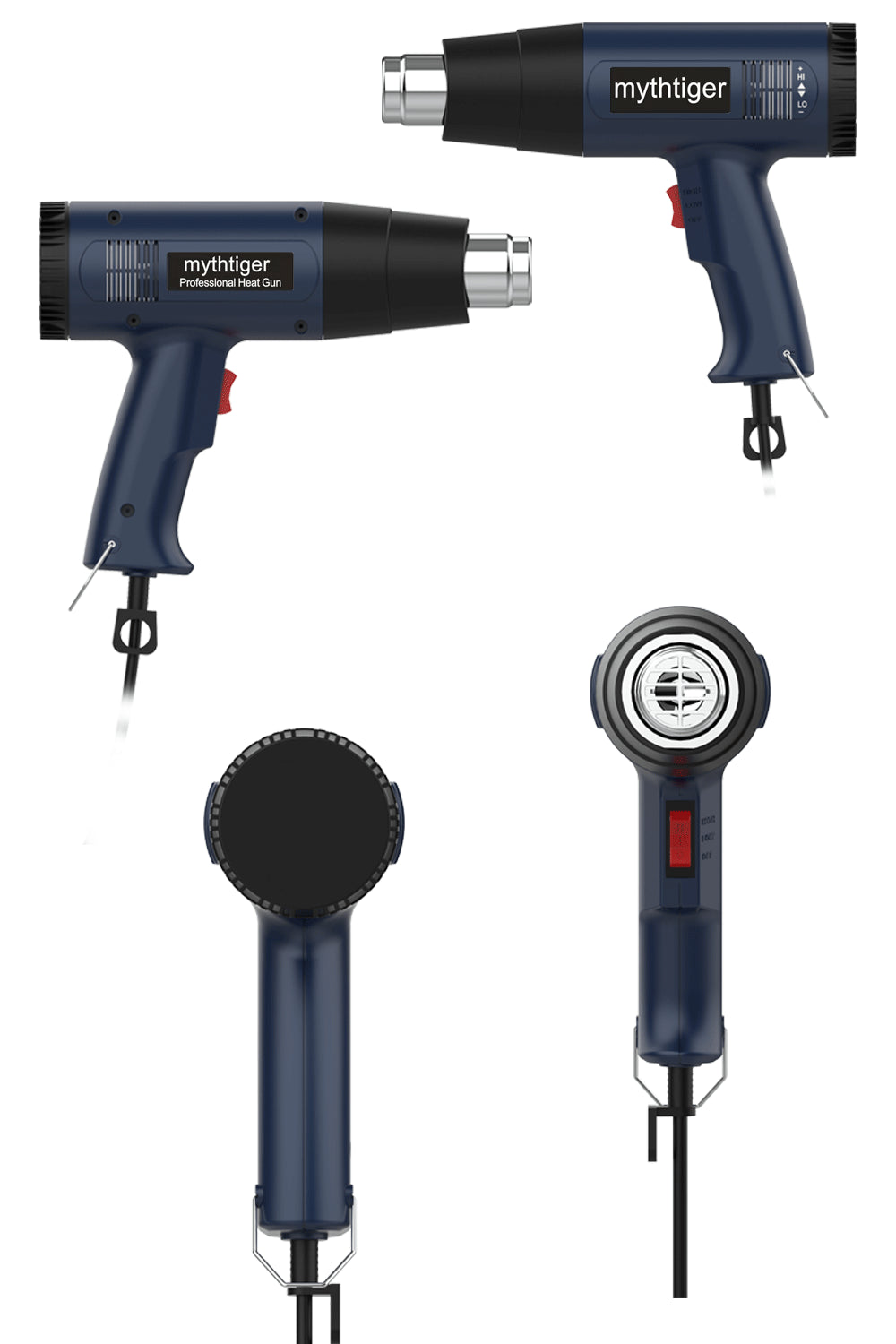 2000W Heat Gun Professional Hot Air Gun Adjustable Temperature 60-600 D 4 Nozzles for DIY Stripping Paint Shrinking PVC and Home