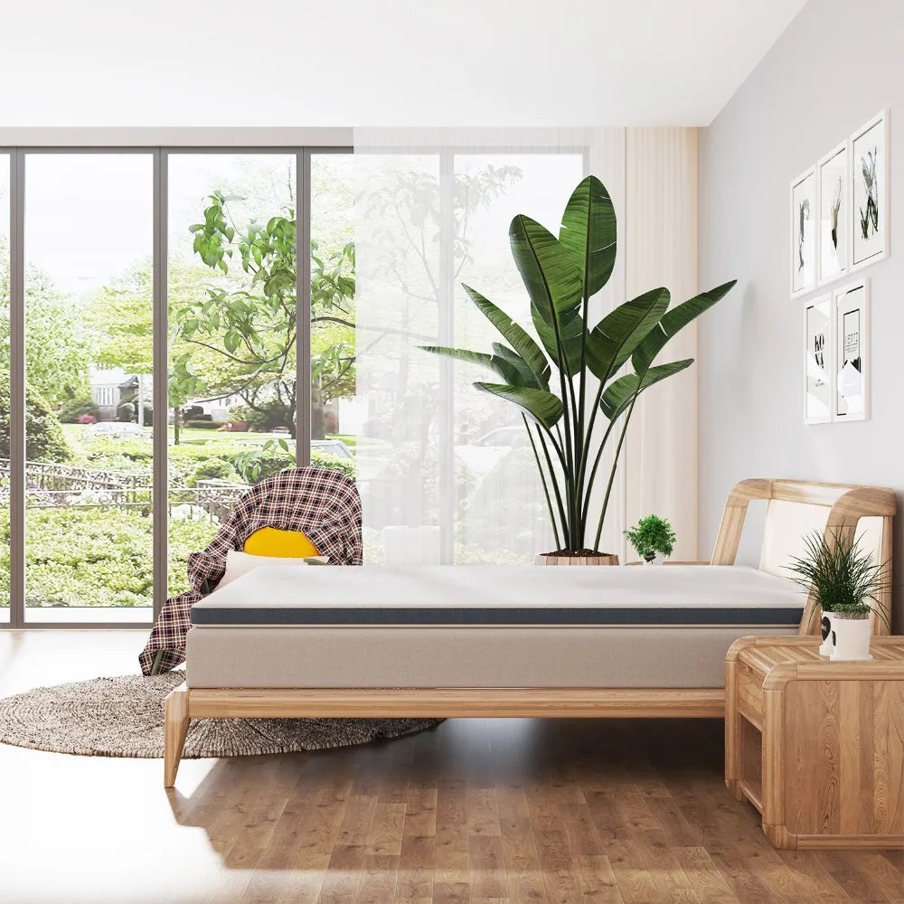 Premium Memory Foam Mattress Toppers with Zipper Bamboo Cover Soft Gel Foam Bed King Queen Twin FUll Size Mattress Help Sleep