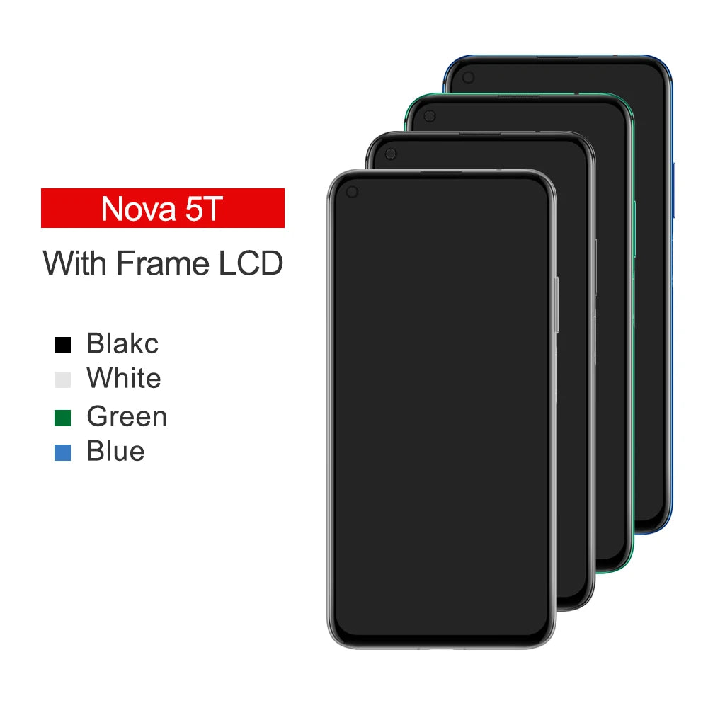 6.26'' for Huawei Nova 5T YAL-L21 L61A L71A LCD Screen+Touch Display Digitizer Replacement With Frame for Huawei Nova 5t Display