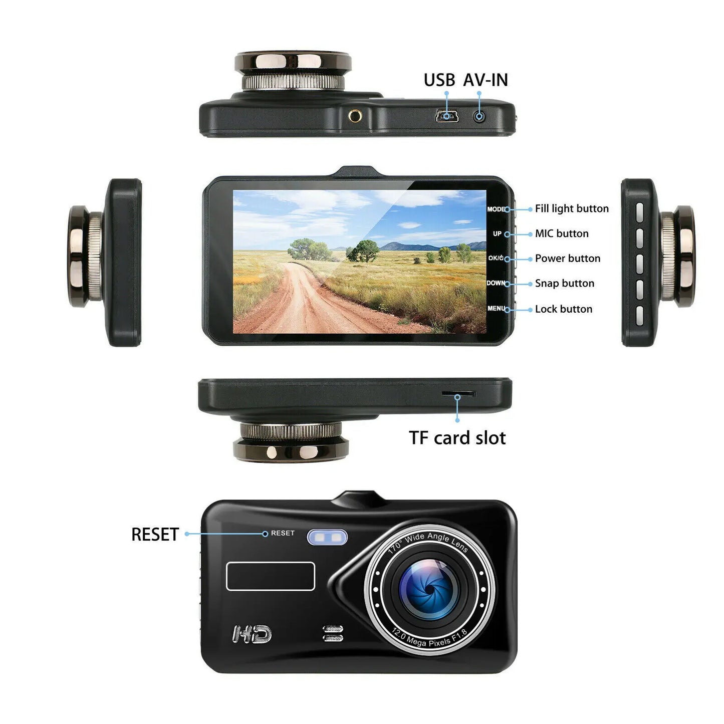 Dash Cam Front and Rear Camera CAR DVR Car Video Recorder Vehicle Black Box FULL HD 1080P Night Vision Driver Recorder