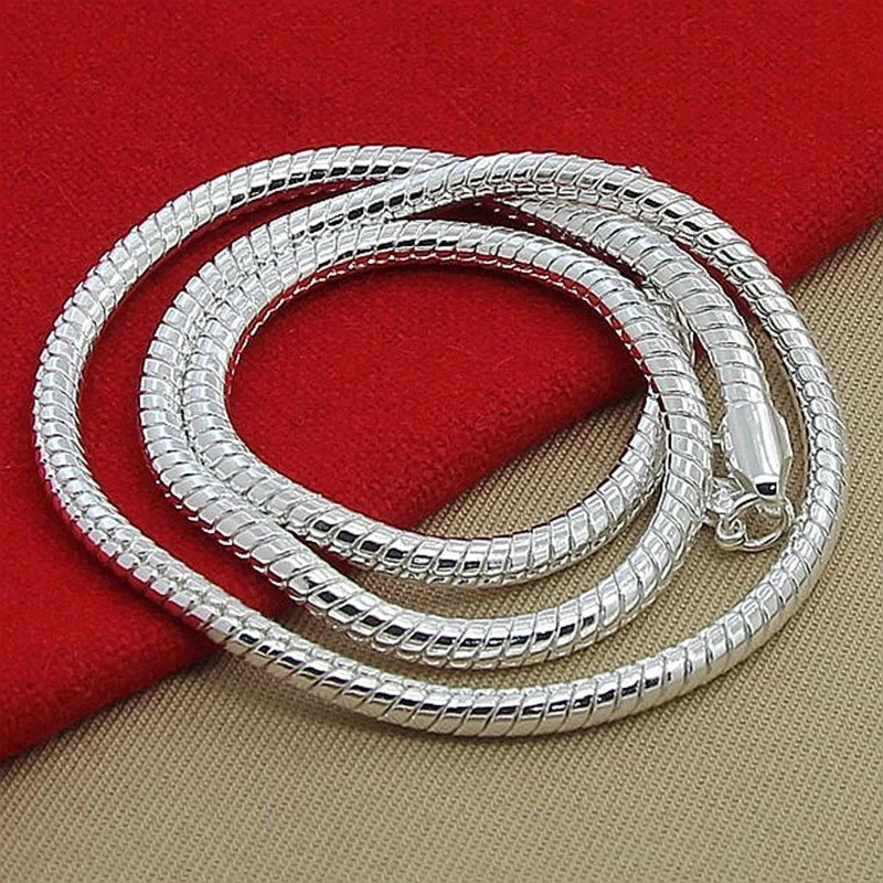 40-75cm 925 Sterling Silver 1MM/2MM/3MM solid Snake Chain Necklace For Men Women Fashion Jewelry for pendant free shipping