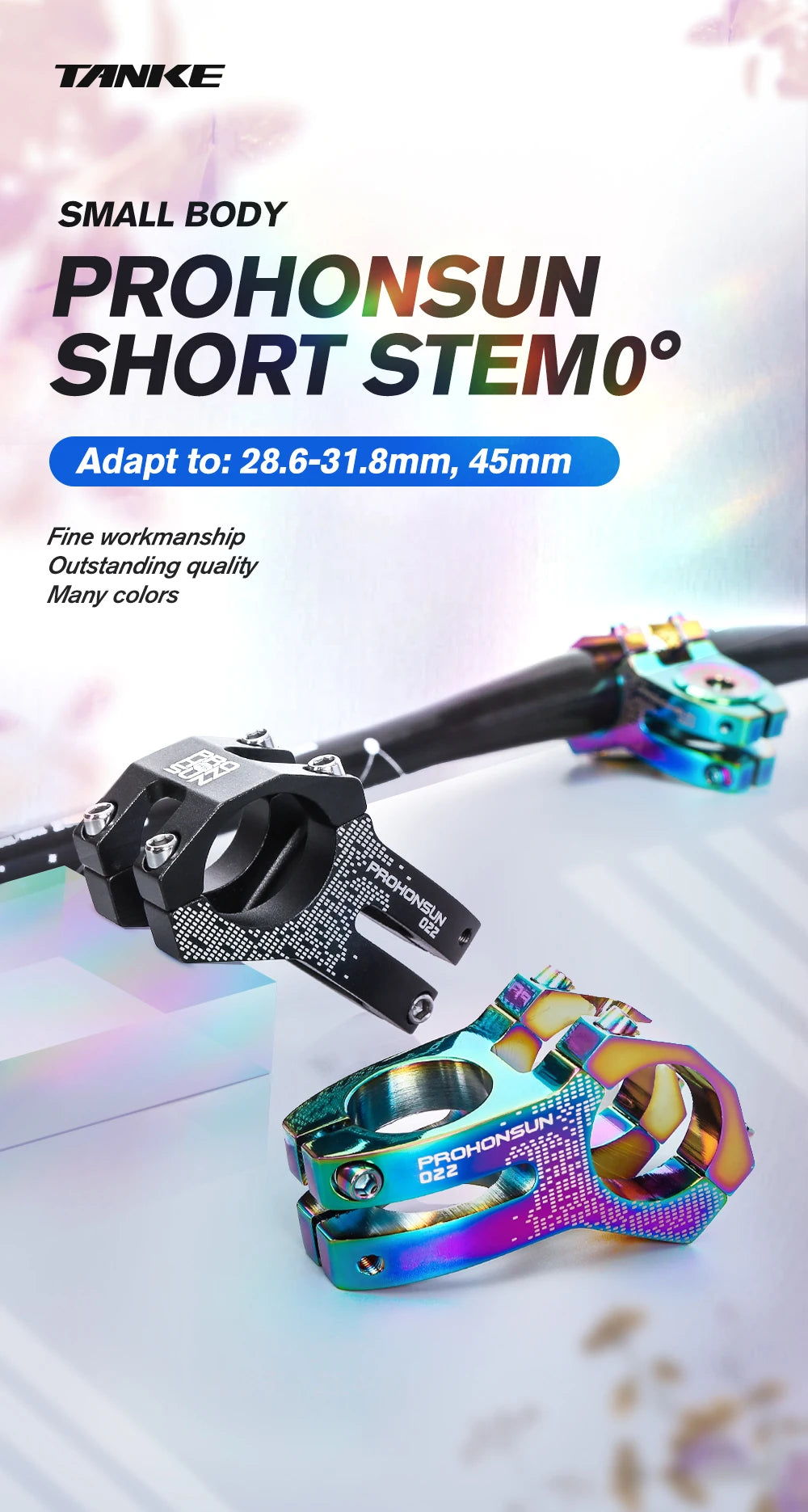 TANKE-MTB Road Bike Stem,CNC Aluminum Alloy Bicycle Parts,High-strength Short Handlebar ,022 XC AM,28.6mm,31.8mmWith cover
