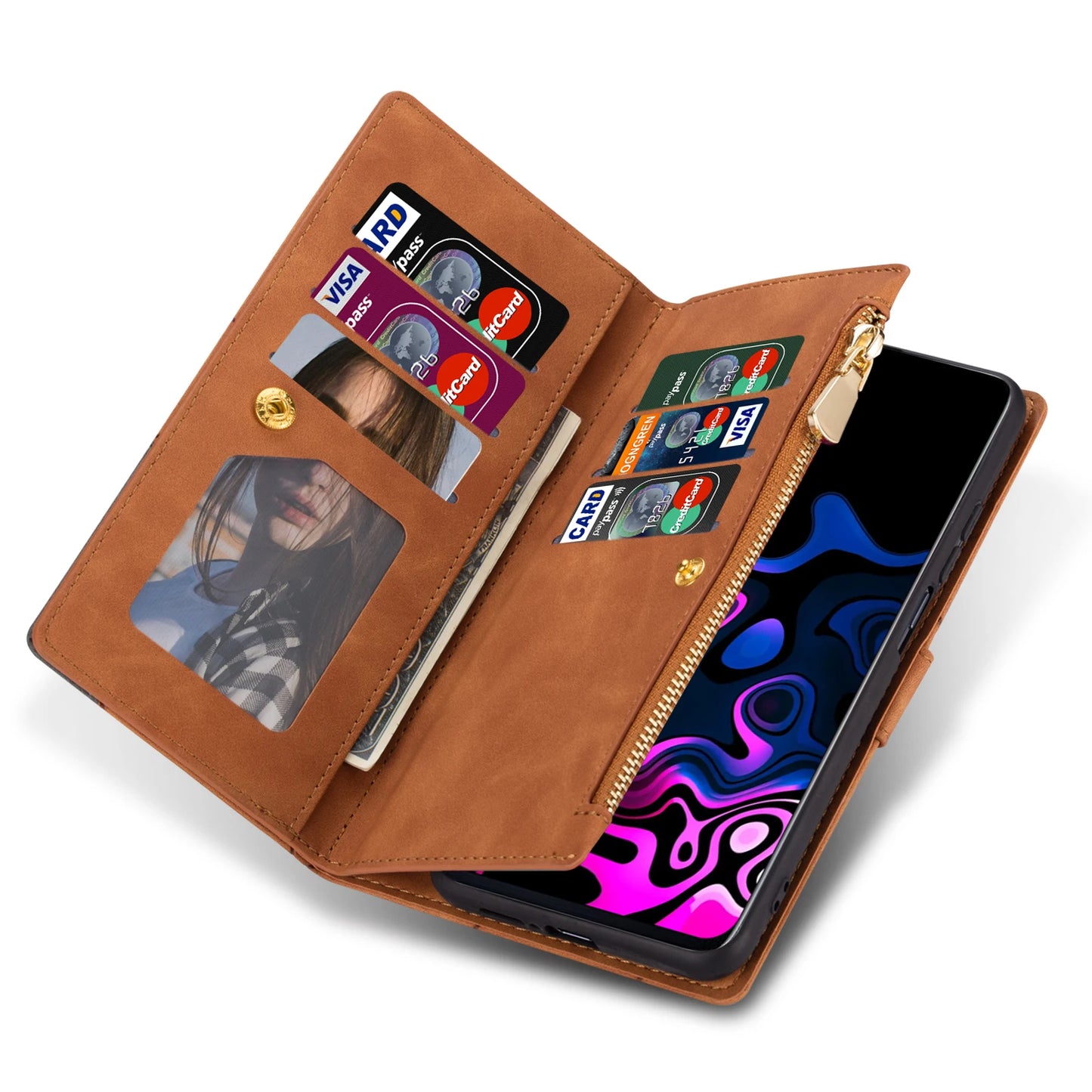 Flip Leather Case For XiaoMi 14T 13T 12T 11T 11 Lite Redmi Note 15 14 13 11S 12 Pro Plus Zipper Card Slot Wallet Bag Cover