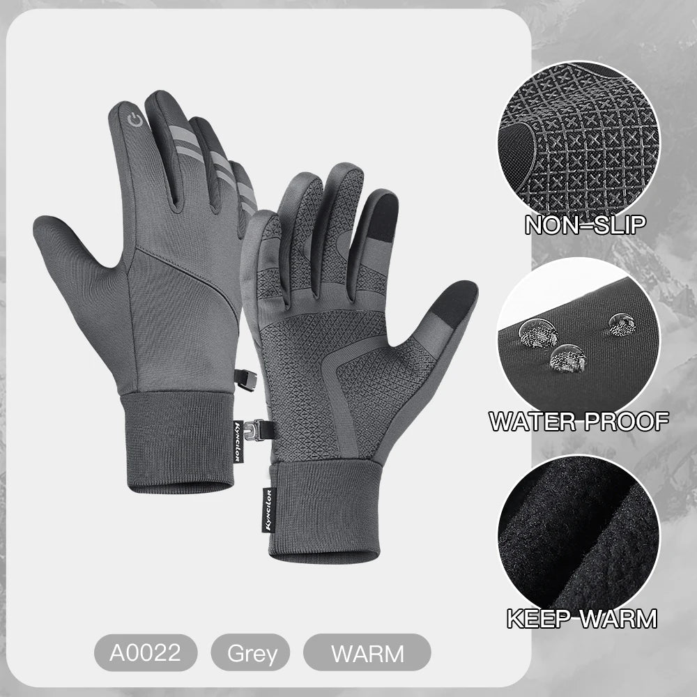 Cycling Gloves Men Winter Touch Screen Waterproof Windproof Bicycle Sports Mitten Warm Fleece Bike Motorcycle Ski Riding Gloves