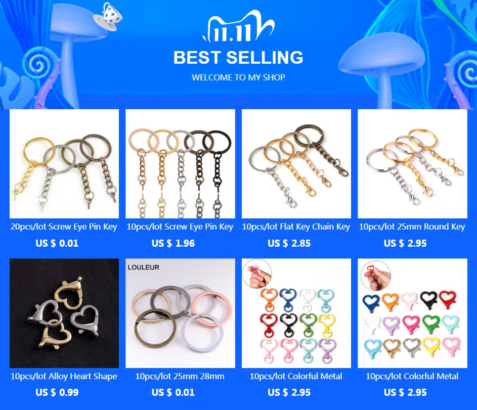 10pcs/lot Flat Key Chain Key Ring Keychain Long Round Split Keyrings Keychain For Jewelry Making  Accessories Wholesale