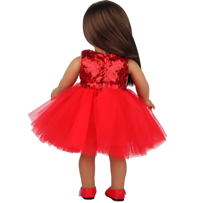 Sequins Dress Doll Clothes For 17 Inch&43cm Baby New Born Doll Brilliant Party Reunion Doll Skirt For American 18 Inch Doll DIY