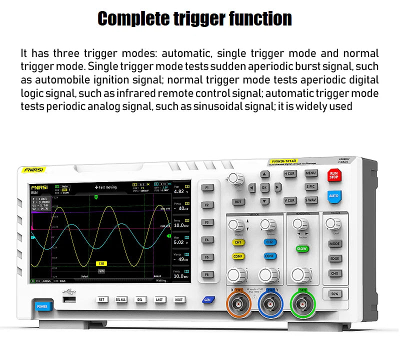 FNIRSI-1014D Dual Channel Desktop Digital Oscilloscope 100MHz* 2 Analog Bandwidth 1GSa/s Sampling Rate 10Mhz  Signal Generator