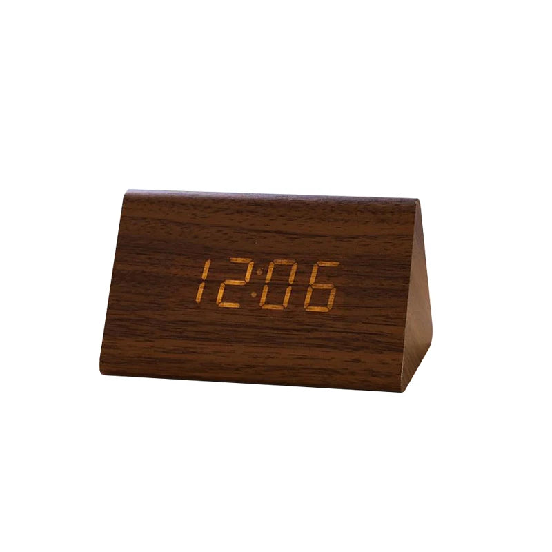 USB/AAA  Clocks LED Wooden Alarm Clock Watch Table Voice Control Digital Wood Despertador Electronic Desktop Table Decor