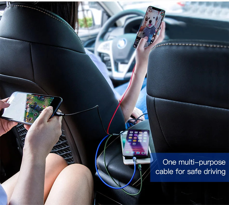 Baseus 4 in 1 USB Cable Type C Cable for Samsung S20 Xiaomi Mi 9 Cable for iPhone 12 X 11 Pro Max Huawei Charger Micro USB Cable