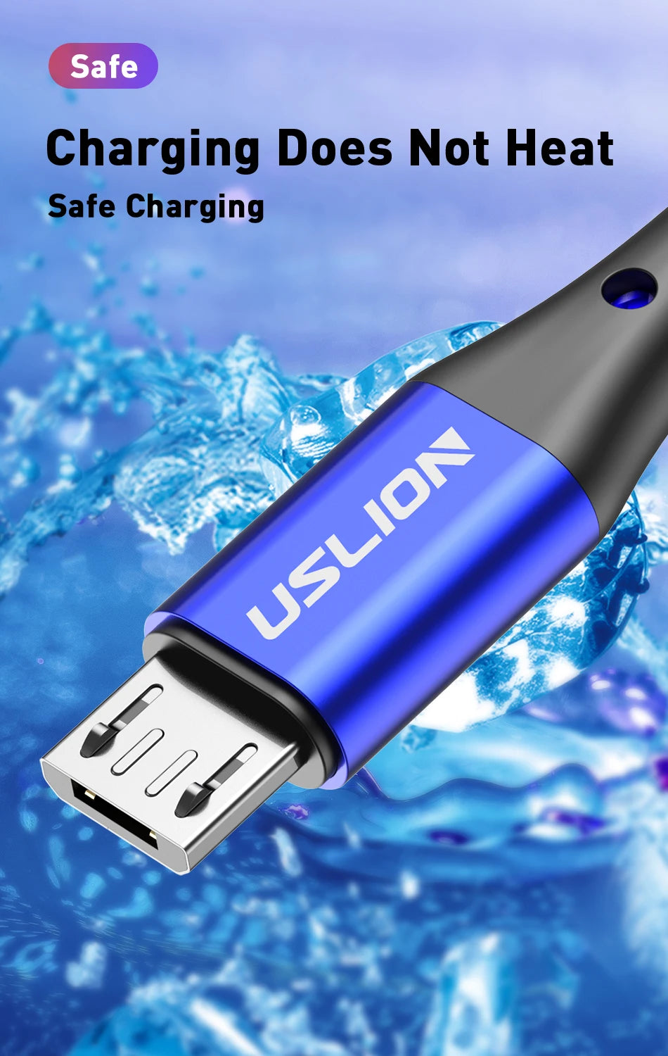 USLION Black Micro USB Cable Fast Charging For Xiaomi Android Mobile Phone Data Cable for Samsung Micro USB Charger Wires 3M/2M