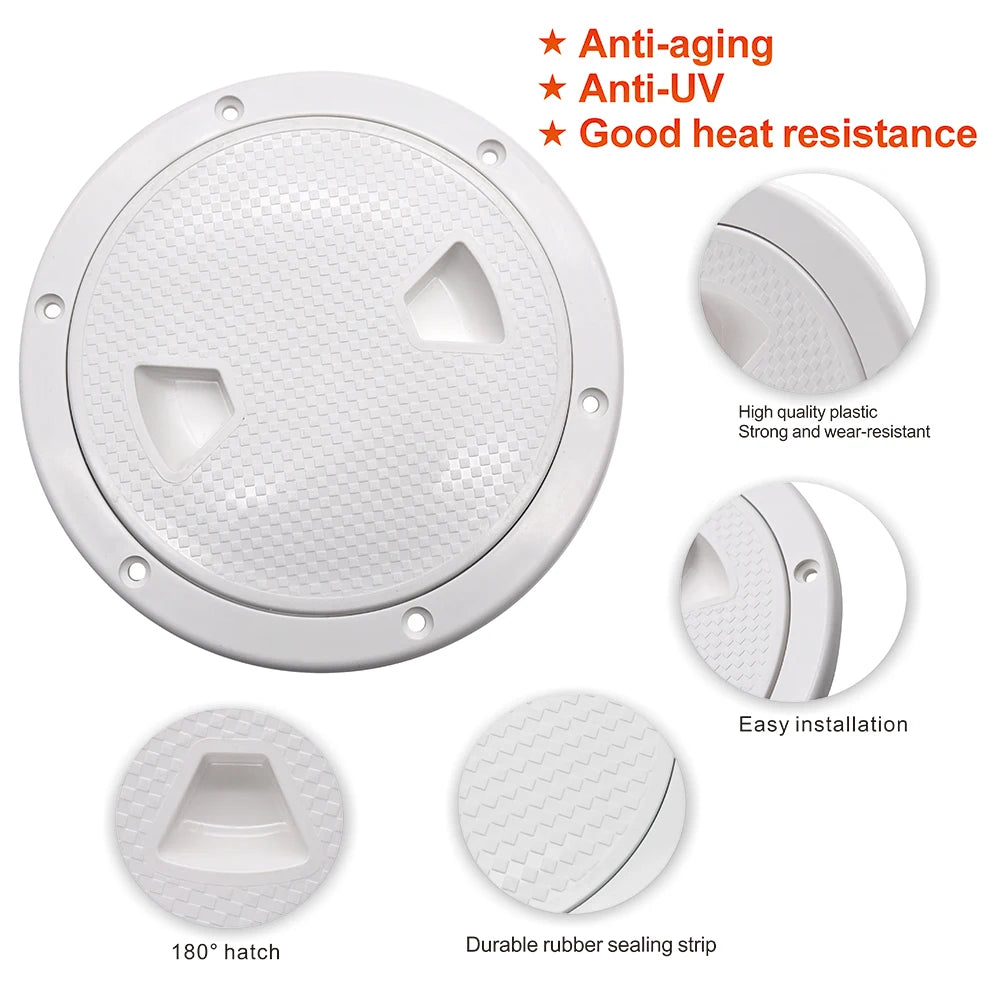 4 6 8inch ABS Hatch Cover Round Deck Inspection Access Plastic White Black Boat Screw Out Deck Inspection Plate For Yacht Marine