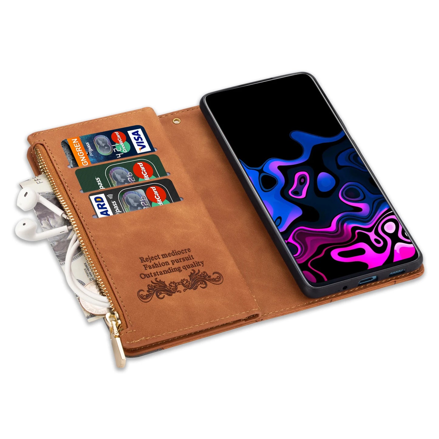 Flip Leather Case For XiaoMi 14T 13T 12T 11T 11 Lite Redmi Note 15 14 13 11S 12 Pro Plus Zipper Card Slot Wallet Bag Cover