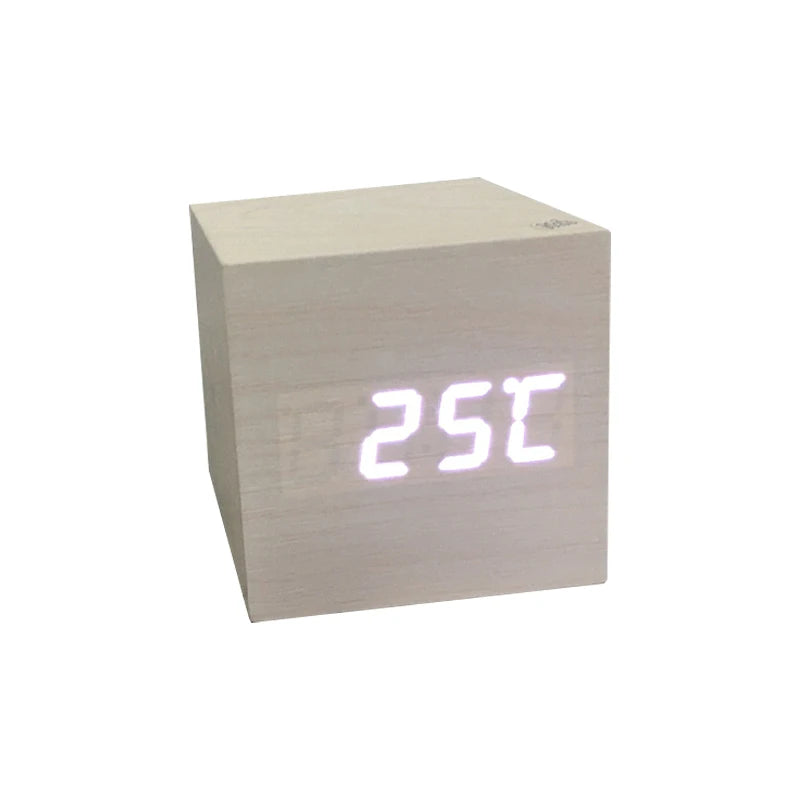USB/AAA  Clocks LED Wooden Alarm Clock Watch Table Voice Control Digital Wood Despertador Electronic Desktop Table Decor