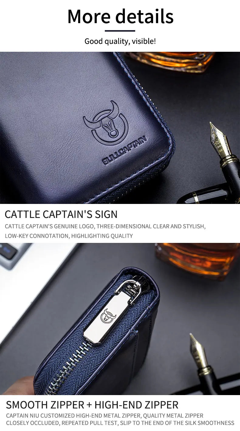 BULLCAPTAIN Leather Credit Card ID Card Holder Wallet Wallet Men Fashion Rfid Card Holder Wallet Business Card Holder Bag