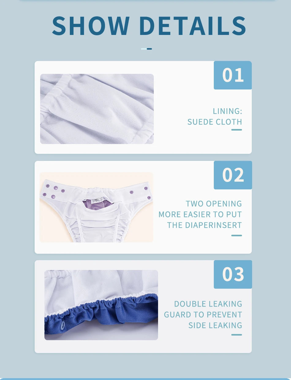 HappyFlute 1Pc Random Print Suede Cloth Inner Baby Nappy Waterproof And Reusable Dual Gussets Cloth Diaper