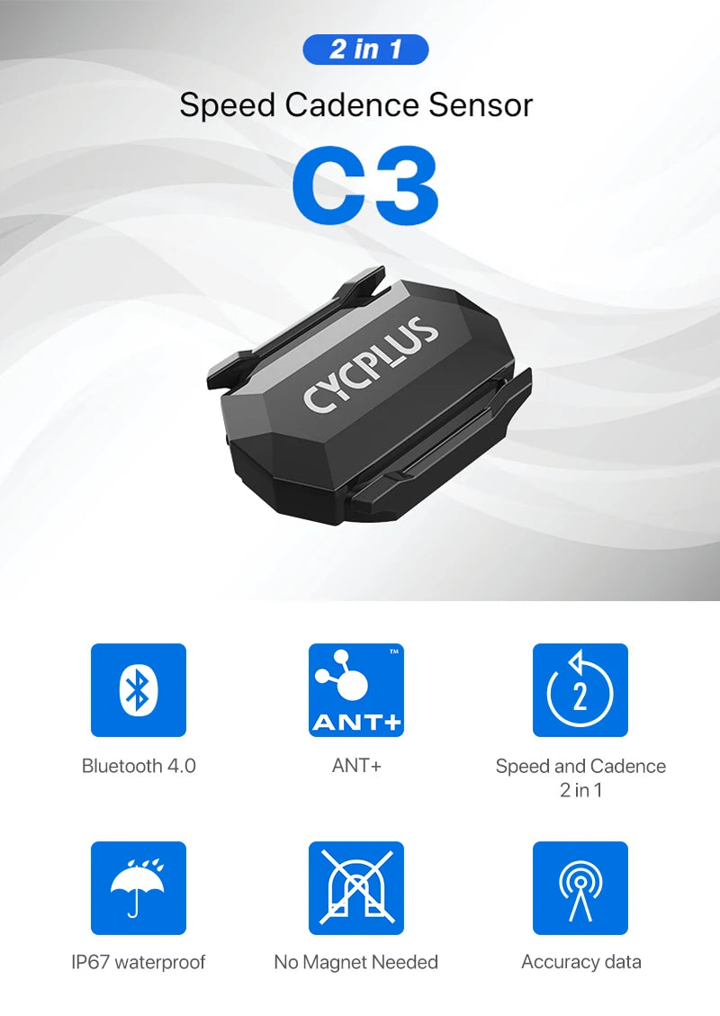 CYCPLUS Cadence Speed Dual Sensor Bike Computer Speedometer ANT+ Bluetooth Waterproof GPS Cycling Bicycle Accessories