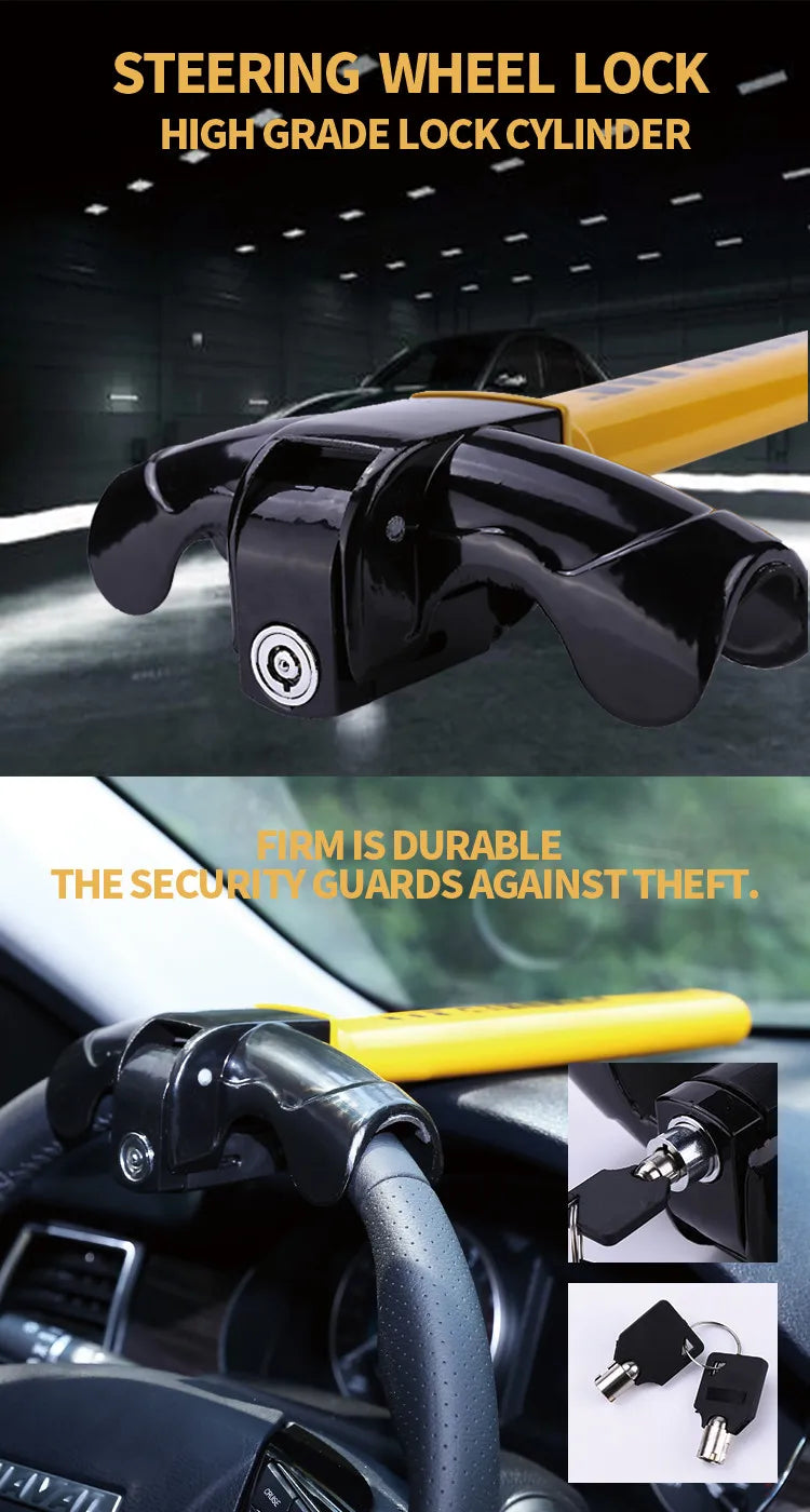 Car Steering Wheel Lock Heavy Duty Stainless Lock Universal Anti-theft Car/Van Security Rotary Enhance Automobile Security