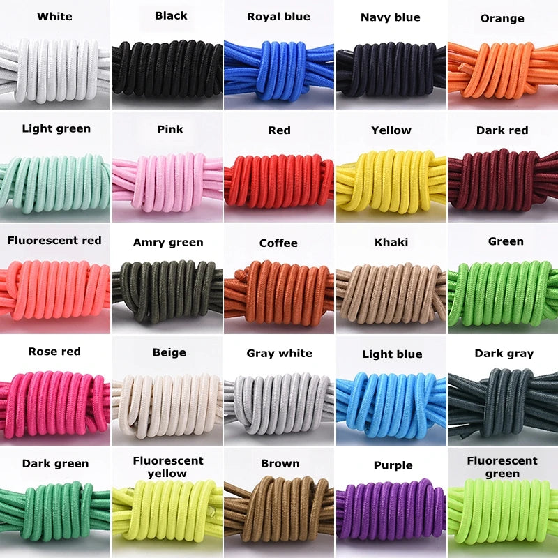 Elastic Laces Sneakers Round Shoelaces without ties Rubber No Tie Shoe laces Shoes Kids Adult Quick Shoe lace Rubber Bands